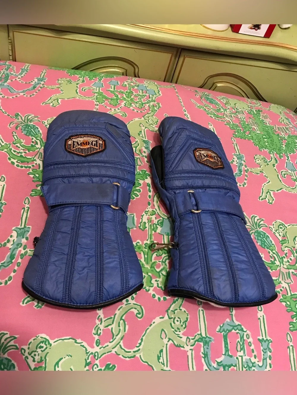 Vintage Emmegi Blue lined Ski Mittens women’s size large 8
